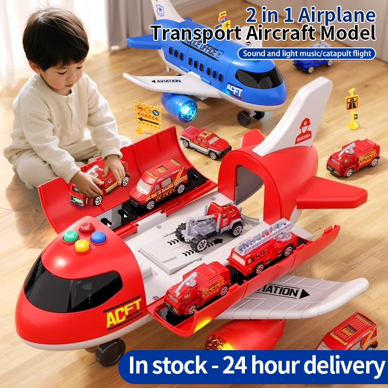 #2 in 1 Airplane Toy #Kid Aircraft Model#Transport Airplane Toys #With Parking Lot#Kids Track Car#Shopee 7.25
