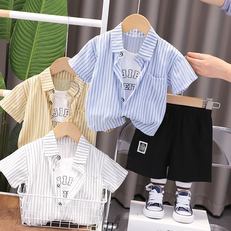 Strips Cotton T-Shirt with Shorts