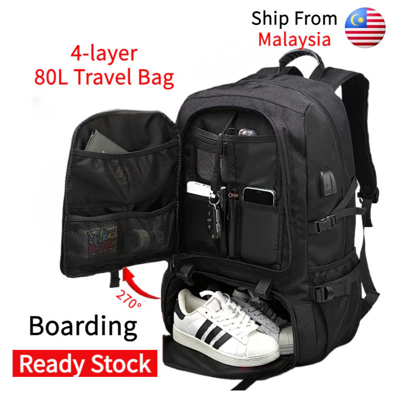 50-80L travel bagpack expandable waterproof