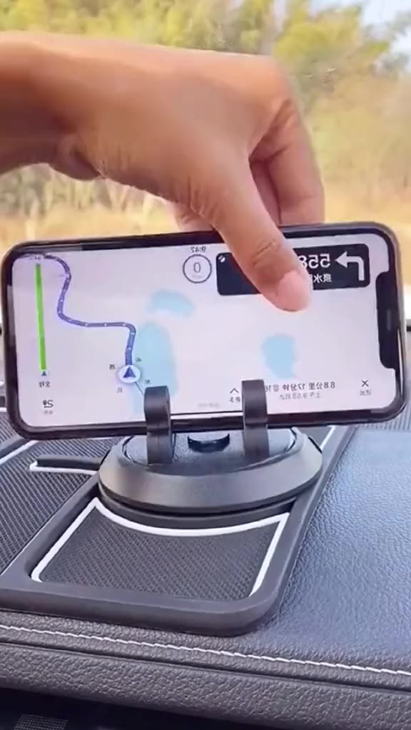 "Anti-skid pad for car multi-function mobile phone 360 degree rotatable stand, high sticky non-slip And the number plate design is convenient and practical"