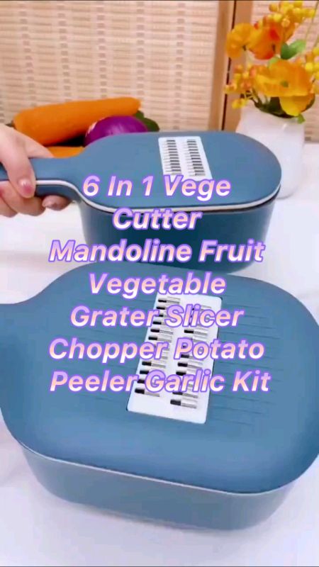 6 In 1 Vege Cutter Mandoline Fruit Vegetable Grater Slicer Chopper Potato Peeler Garlic Kit#keperluandapur#masak#potong#hiris#ShopeeHaul#sayur#bawang