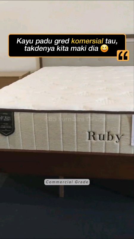 Katil Solid Rubber Wood Premium (King/Queen). Gred komersial eksport tahan >300kg, flat base 15mm #KatilSolidWood #bedframe