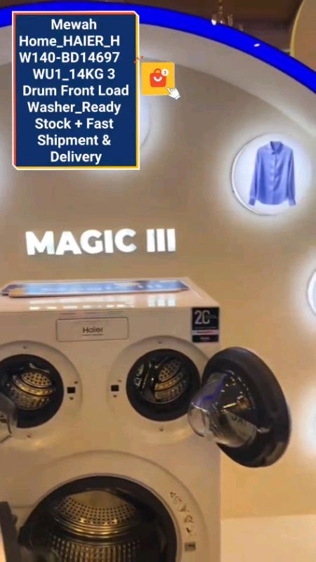 #New #mewah  Home_#haier_hw140 -BD14697WU1_14KG 3 Drum Front Load Washer_Ready Stock + Fast Shipment & Delivery #shopeelagimurah #fyp❤️❤️