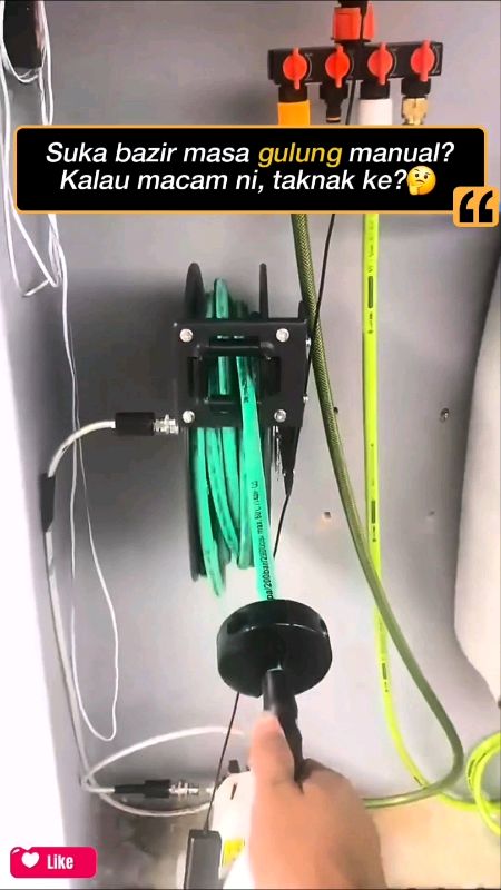 15m Fully Automatic Retractable High Pressure Hose Reel M22. Hos anti-kink, jimat masa, tak terlipat. ​#carwash #hosereel